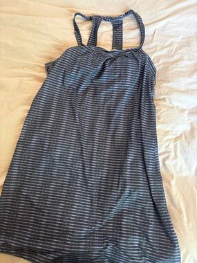 Prana navy and white striped racerback mini dress